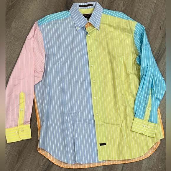 Robert Talbott XL Color Block Lux Long Sleeve Casual Button Front Classic Shirt - Picture 1 of 12